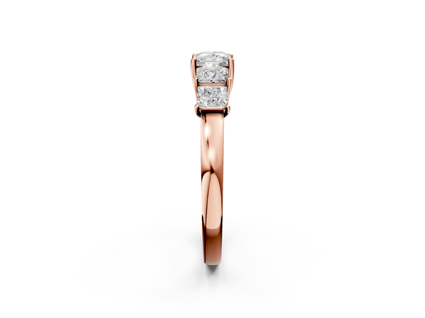 Rose gold Princess Cut Five-Stone Diamond Ring with Classic Prong Setting