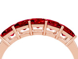Rose gold Princess Cut Five-Stone Ruby Band with Prong Setting_10