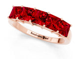 Rose gold Princess Cut Five-Stone Ruby Band with Prong Setting_7