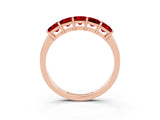 Rose gold Princess Cut Five-Stone Ruby Band with Prong Setting_9