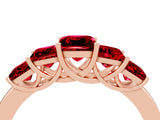 Rose gold Princess Cut Five-Stone Ruby Ring with Classic Prong Setting_10