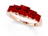 Rose gold Princess Cut Five-Stone Ruby Ring with Classic Prong Setting_7