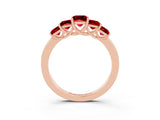 Rose gold Princess Cut Five-Stone Ruby Ring with Classic Prong Setting_9