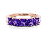 Rose gold Princess Cut Five-Stone Tanzanite Band with Prong Setting_6