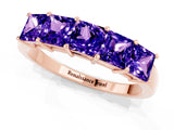 Rose gold Princess Cut Five-Stone Tanzanite Band with Prong Setting_7