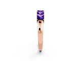 Rose gold Princess Cut Five-Stone Tanzanite Band with Prong Setting_8