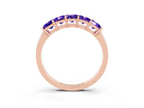 Rose gold Princess Cut Five-Stone Tanzanite Band with Prong Setting_9