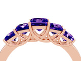 Rose gold Princess Cut Five-Stone Tanzanite Ring with Classic Prong Setting_10