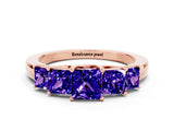 Rose gold Princess Cut Five-Stone Tanzanite Ring with Classic Prong Setting_6