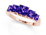 Rose gold Princess Cut Five-Stone Tanzanite Ring with Classic Prong Setting_7