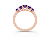 Rose gold Princess Cut Five-Stone Tanzanite Ring with Classic Prong Setting_9