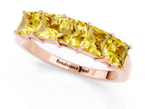 Rose gold Princess Cut Five-Stone Yellow Sapphire Band with Prong Setting_19