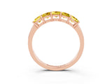 Rose gold Princess Cut Five-Stone Yellow Sapphire Band with Prong Setting_21