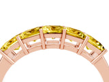Rose gold Princess Cut Five-Stone Yellow Sapphire Band with Prong Setting_22