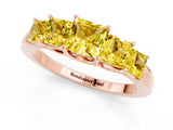 Rose gold Princess Cut Five-Stone Yellow Sapphire Ring with Classic Prong Setting_19