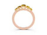 Rose gold Princess Cut Five-Stone Yellow Sapphire Ring with Classic Prong Setting_21