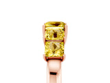Rose gold Princess Cut Five-Stone Yellow Sapphire Ring with Classic Prong Setting_23