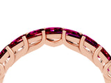 Rose gold Princess Cut Garnet Channel-Set Eternity Band with Prong Setting_10