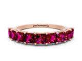 Rose gold Princess Cut Garnet Channel-Set Eternity Band with Prong Setting_6