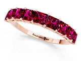 Rose gold Princess Cut Garnet Channel-Set Eternity Band with Prong Setting_7