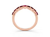 Rose gold Princess Cut Garnet Channel-Set Eternity Band with Prong Setting_9