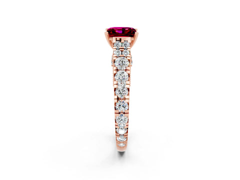 Rose gold Princess Cut Garnet Classic Solitaire Ring with Pavé Band and Four-Prong Setting_2