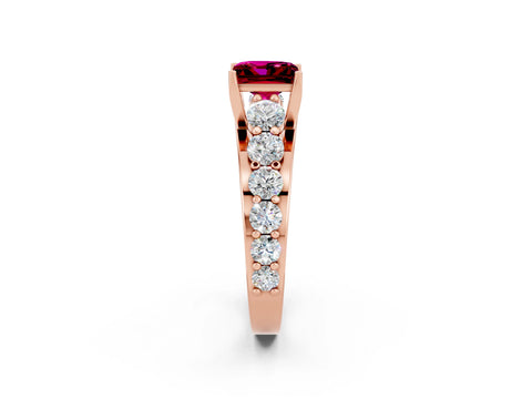 Rose gold Princess Cut Garnet Engagement Ring with Pavé Band and Four-Prong Setting_2