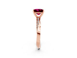 Rose gold Princess Cut Garnet Engagement Ring with Side Stone Accents and Four-Prong Setting_41