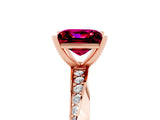 Rose gold Princess Cut Garnet Engagement Ring with Side Stone Accents and Four-Prong Setting_44