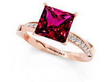 Rose gold Princess Cut Garnet Engagement Ring with Side Stone Accents and Four-Prong Setting_61