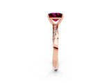 Rose gold Princess Cut Garnet Engagement Ring with Side Stone Accents and Four-Prong Setting_62