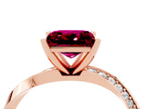 Rose gold Princess Cut Garnet Engagement Ring with Side Stone Accents and Four-Prong Setting_64