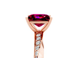 Rose gold Princess Cut Garnet Engagement Ring with Side Stone Accents and Four-Prong Setting_65