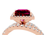 Rose gold Princess Cut Garnet Halo Ring with Round Split Shank and Prong Setting_52
