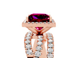 Rose gold Princess Cut Garnet Halo Ring with Round Split Shank and Prong Setting_53