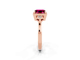 Rose gold Princess Cut Garnet Halo Ring with Tapered Band and Four-Prong Setting_2