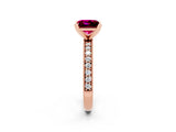 Rose gold Princess Cut Garnet Milgrain Pavé Engagement Ring with Four-Prong Setting_14
