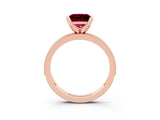 Rose gold Princess Cut Garnet Milgrain Pavé Engagement Ring with Four-Prong Setting_15