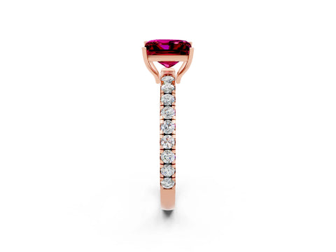 Rose gold Princess Cut Garnet Pavé Solitaire Engagement Ring with Four-Prong Setting_14