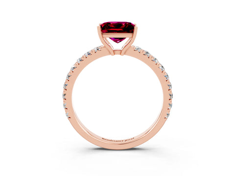 Rose gold Princess Cut Garnet Pavé Solitaire Engagement Ring with Four-Prong Setting_15