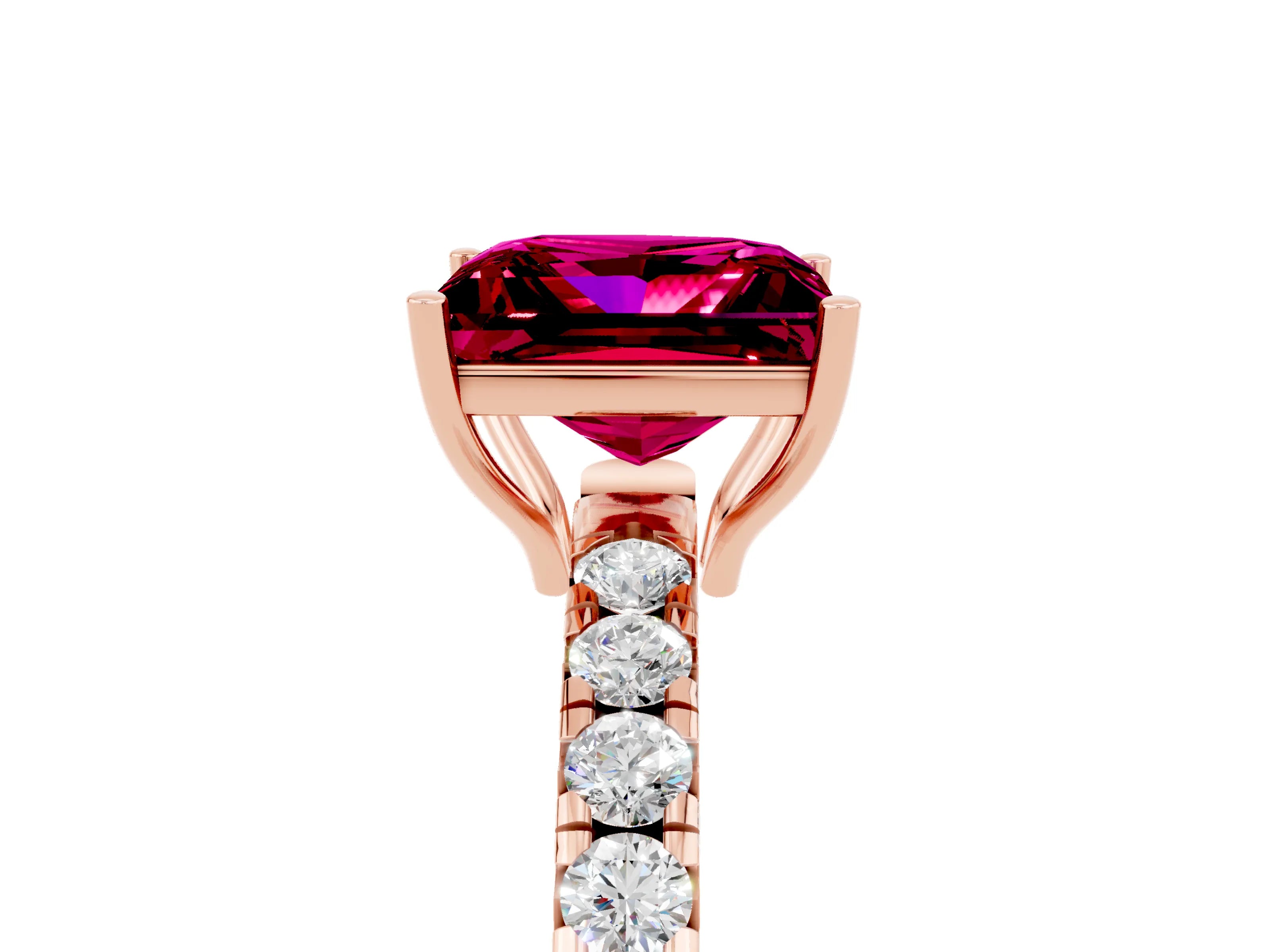 Rose gold Princess Cut Garnet Pavé Solitaire Engagement Ring with Four-Prong Setting_17