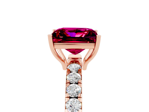 Rose gold Princess Cut Garnet Pavé Solitaire Engagement Ring with Four-Prong Setting_17