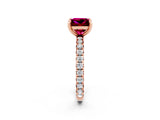 Rose gold Princess Cut Garnet Pavé Solitaire Ring with Round Band and Prong Setting_26