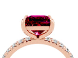 Rose gold Princess Cut Garnet Pavé Solitaire Ring with Round Band and Prong Setting_28