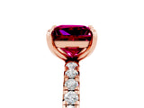 Rose gold Princess Cut Garnet Pavé Solitaire Ring with Round Band and Prong Setting_29
