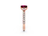 Rose gold Princess Cut Garnet Pave Band Solitaire Ring with Four-Prong Setting_26