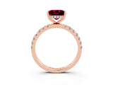 Rose gold Princess Cut Garnet Pave Band Solitaire Ring with Four-Prong Setting_27
