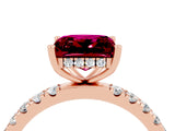 Rose gold Princess Cut Garnet Pave Band Solitaire Ring with Four-Prong Setting_28