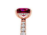 Rose gold Princess Cut Garnet Pave Band Solitaire Ring with Four-Prong Setting_29