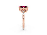 Rose gold Princess Cut Garnet Ring with Side Stones and Four-Prong Setting_38